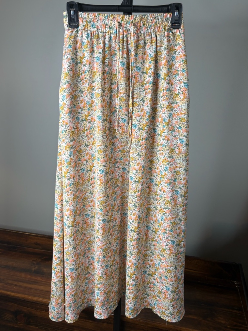 Floral Elastic-Waist Maxi Skirt - Peach Floral